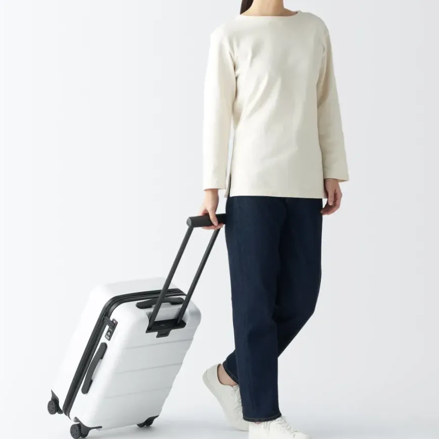 Adjustable Handle Hard Shell Suitcase 36L - White | Carry-On