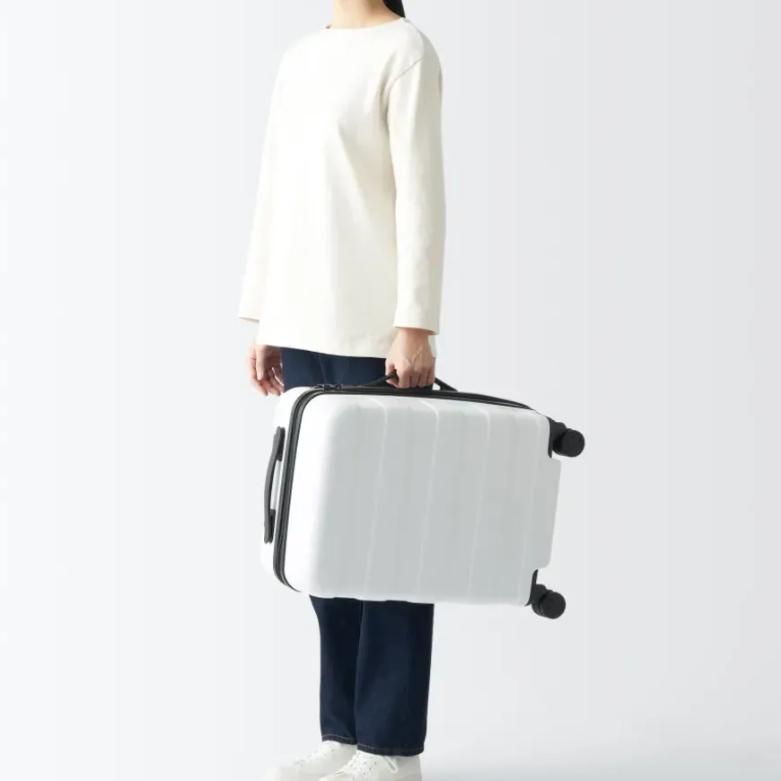 Adjustable Handle Hard Shell Suitcase 36L - White | Carry-On