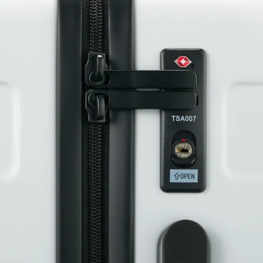 Adjustable Handle Hard Shell Suitcase 36L - White | Carry-On