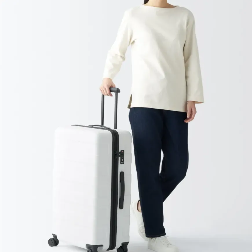 Adjustable Handle Hard Shell Suitcase 75L - White | Check-In