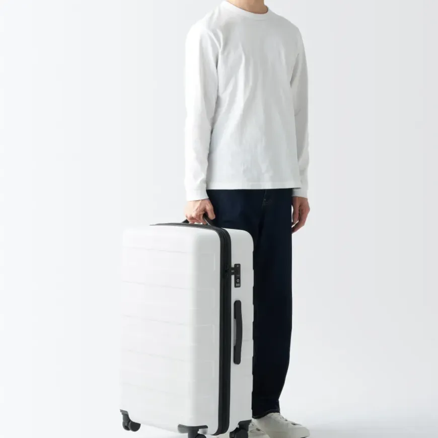 Adjustable Handle Hard Shell Suitcase 75L - White | Check-In
