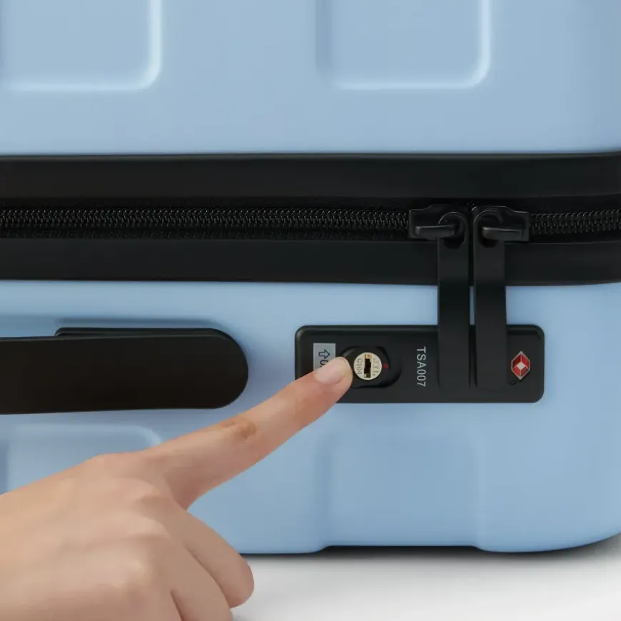 Adjustable Handle Hard Shell Suitcase 36L - Light Blue | Carry-On