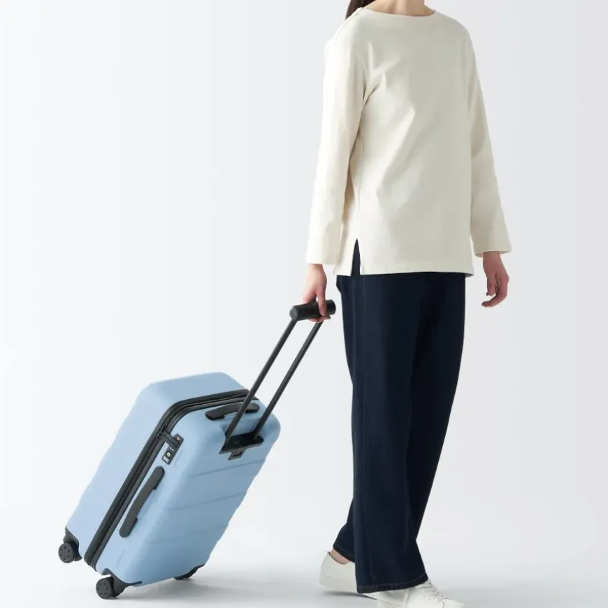 Adjustable Handle Hard Shell Suitcase 36L - Light Blue | Carry-On