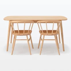 Beech Wood Table with Round Legs - W 59.1