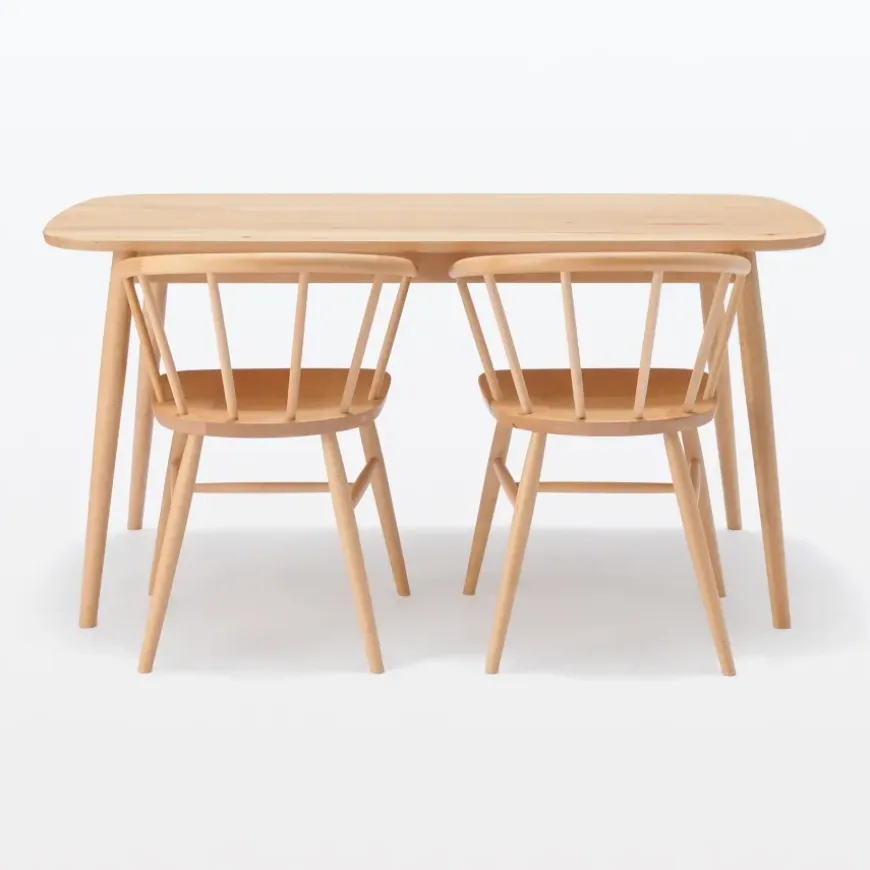 Beech Wood Table with Round Legs - W 59.1"