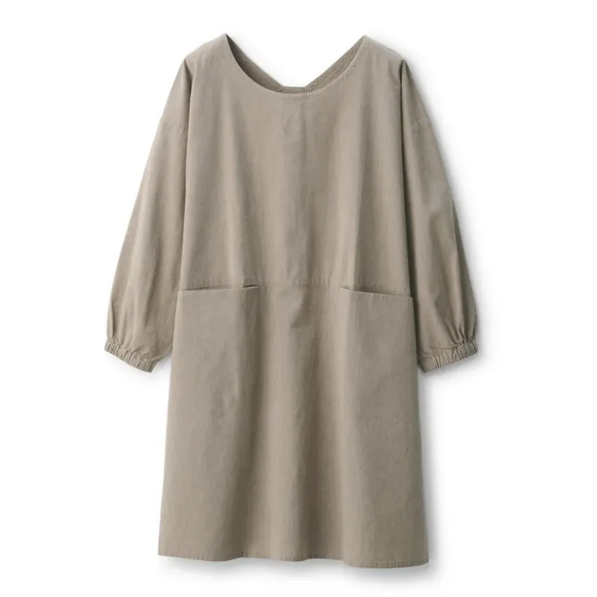 Easy Fit Long Sleeve Apron - Dark Beige
