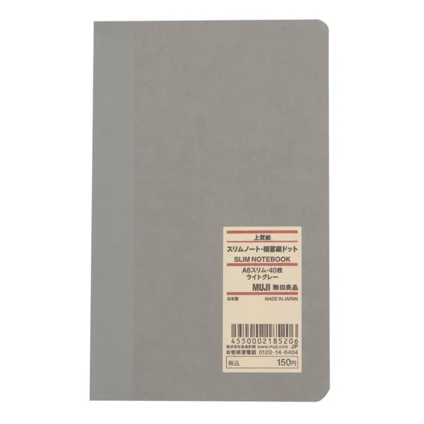High Quality Paper Bind Slim Notebook - Horizontal Line and Vertical Dot Grid