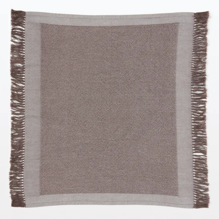 Indian Cotton Multipurpose Cloth with Fringes - Brown