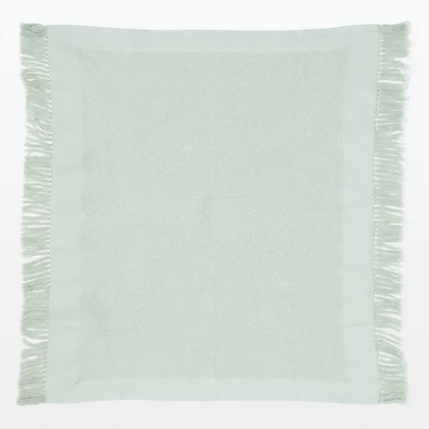 Indian Cotton Multipurpose Cloth with Fringes - Light Green