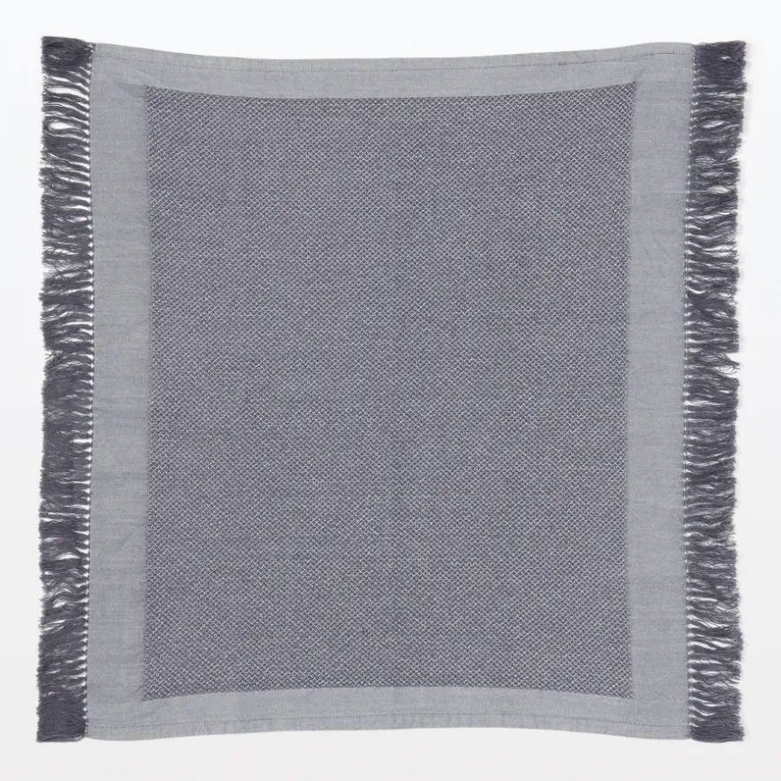 Indian Cotton Multipurpose Cloth with Fringes - Charcoal Gray