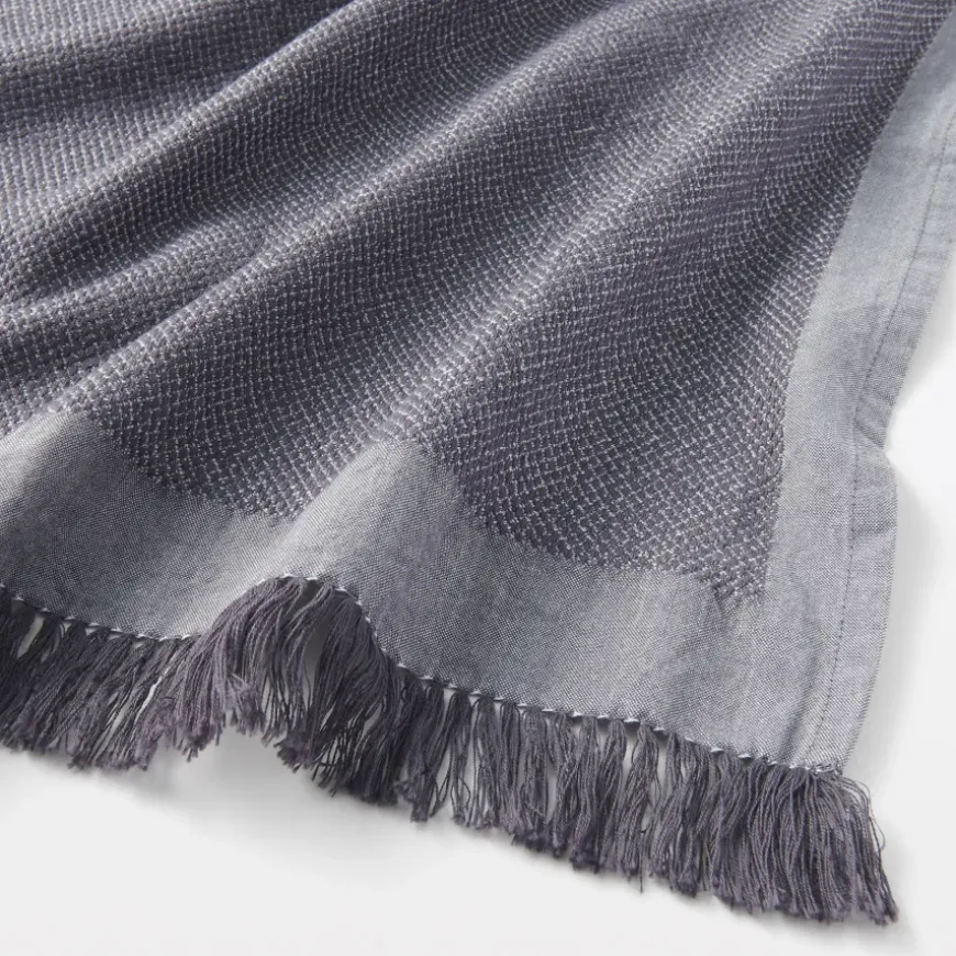 Indian Cotton Multipurpose Cloth with Fringes - Charcoal Gray