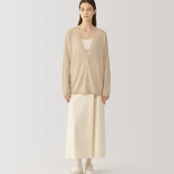 Labo Women's Natural Cashmere V Neck Cardigan