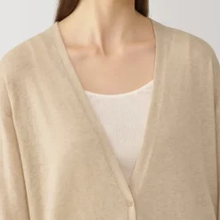 Labo Women's Natural Cashmere V Neck Cardigan