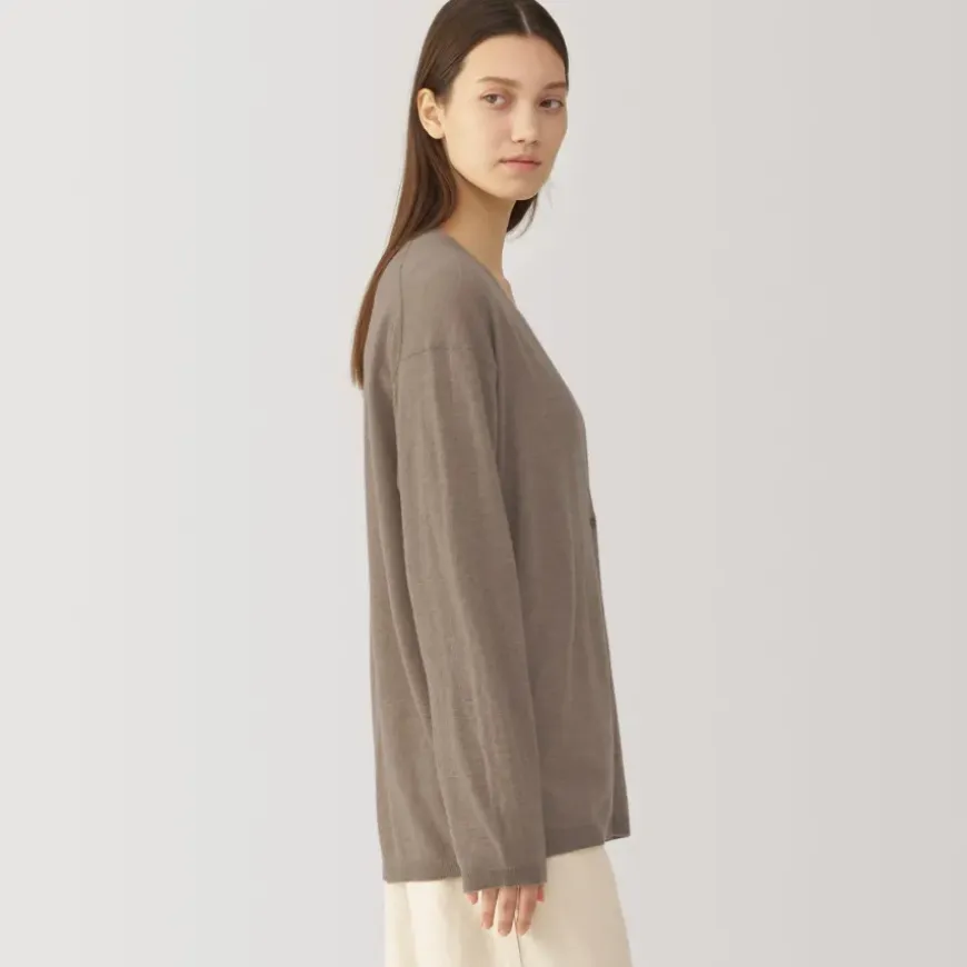 Labo Women's Natural Cashmere V Neck Cardigan