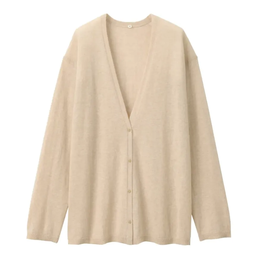 Labo Women's Natural Cashmere V Neck Cardigan