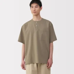 Men's Breathable Henley Woven T-Shirt