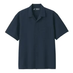 Men's Breathable Seersucker Open Collar Short Sleeve Shirt