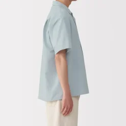 Men's Breathable Seersucker Open Collar Short Sleeve Shirt