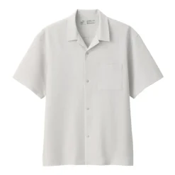 Men's Breathable Seersucker Open Collar Short Sleeve Shirt