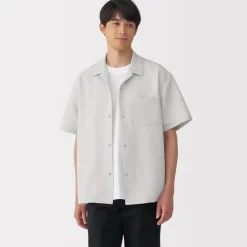 Men's Breathable Seersucker Open Collar Short Sleeve Shirt