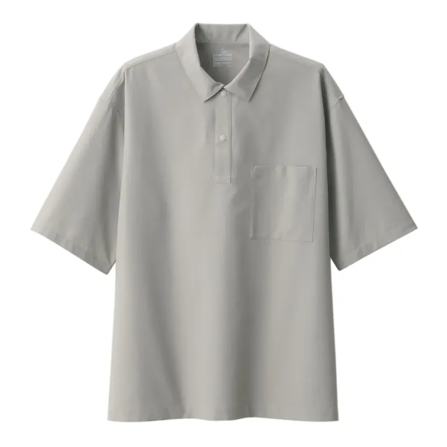 Men's Breathable Wide Half Sleeve Woven Polo Shirt
