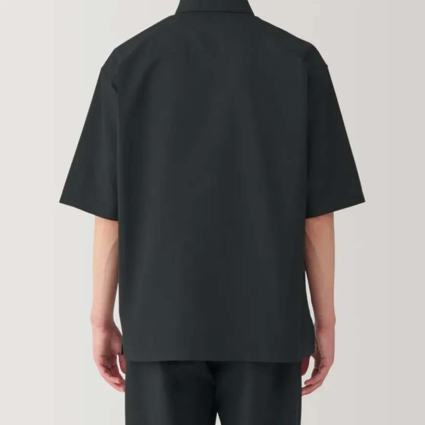 Men's Breathable Wide Half Sleeve Woven Polo Shirt