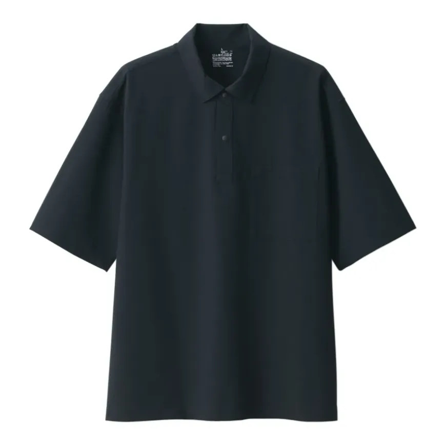 Men's Breathable Wide Half Sleeve Woven Polo Shirt