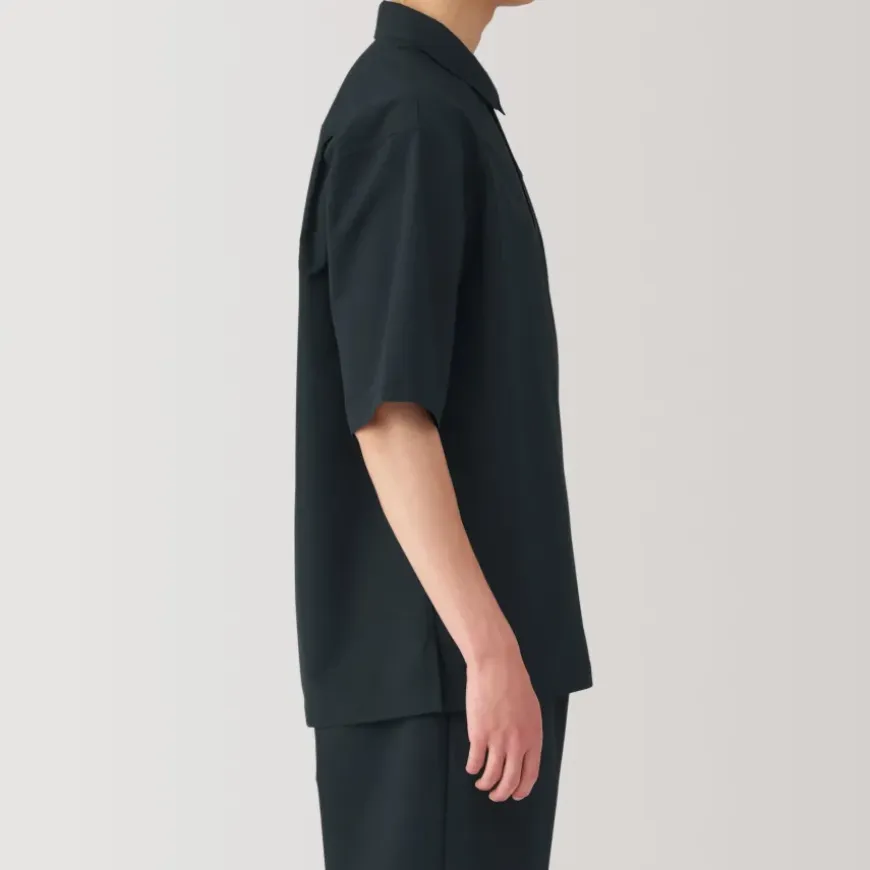 Men's Breathable Wide Half Sleeve Woven Polo Shirt