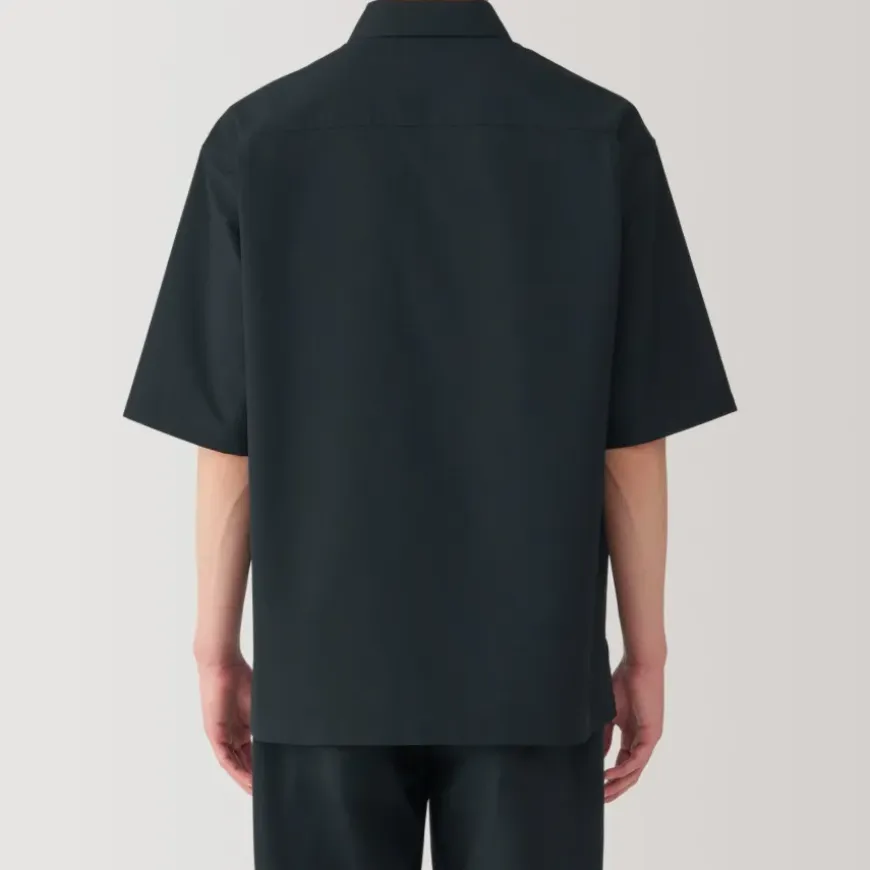Men's Breathable Wide Half Sleeve Woven Polo Shirt
