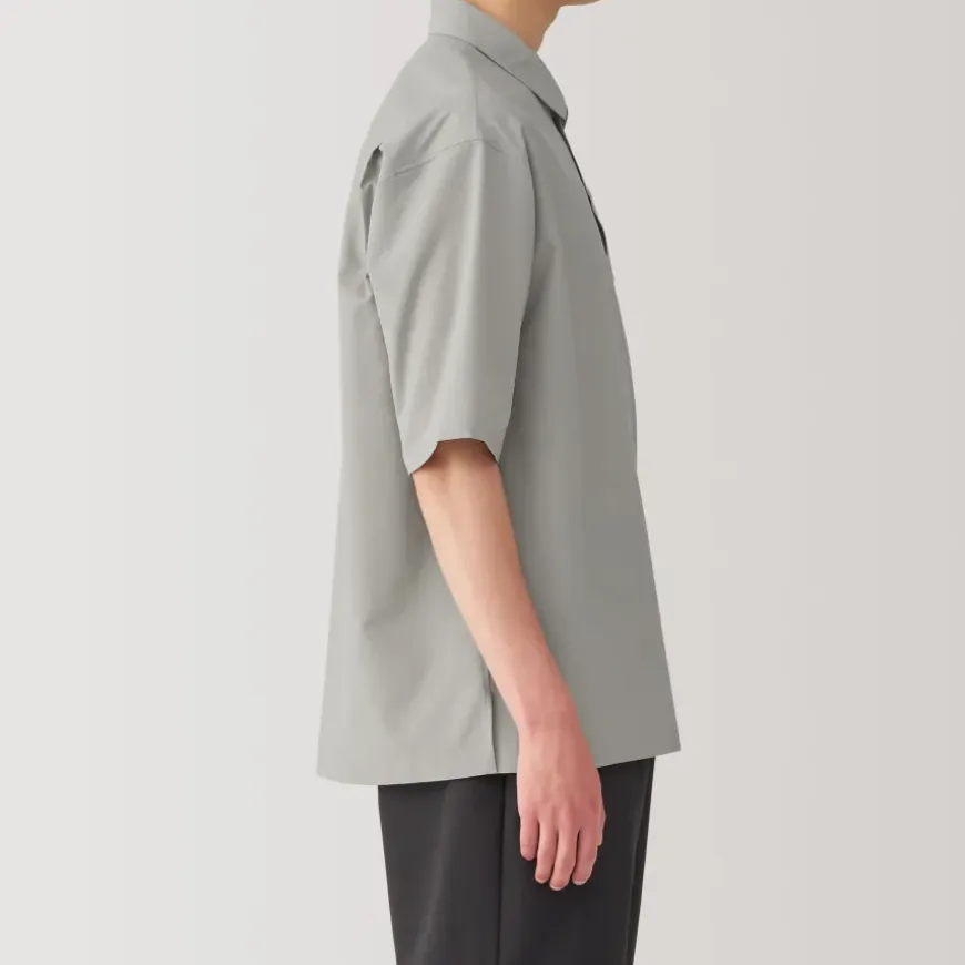Men's Breathable Wide Half Sleeve Woven Polo Shirt