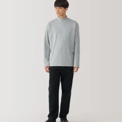 Men's Brushed High Neck Long Sleeve T-Shirt