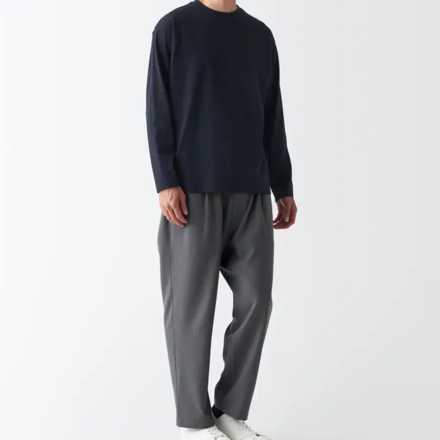 Men's Brushed Jersey Crew Neck Long Sleeve T-Shirt