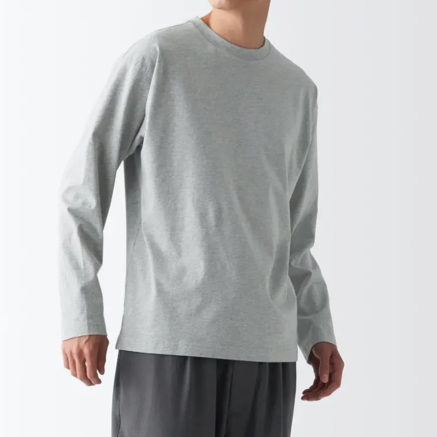 Men's Brushed Jersey Crew Neck Long Sleeve T-Shirt