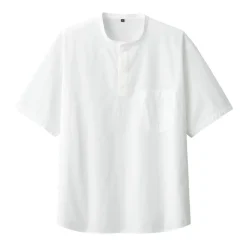 Men's Cool Touch Henley Neck Short Sleeve Woven T-Shirt