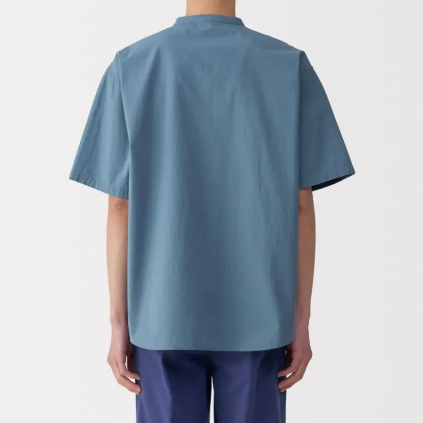 Men's Cool Touch Henley Neck Short Sleeve Woven T-Shirt