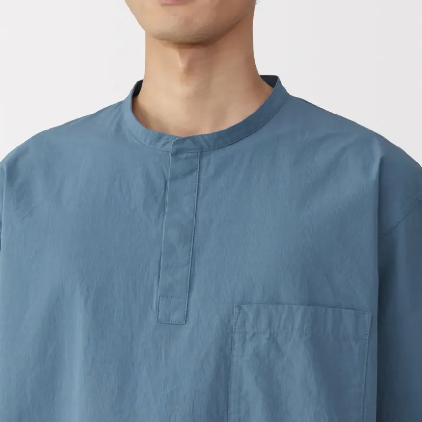 Men's Cool Touch Henley Neck Short Sleeve Woven T-Shirt