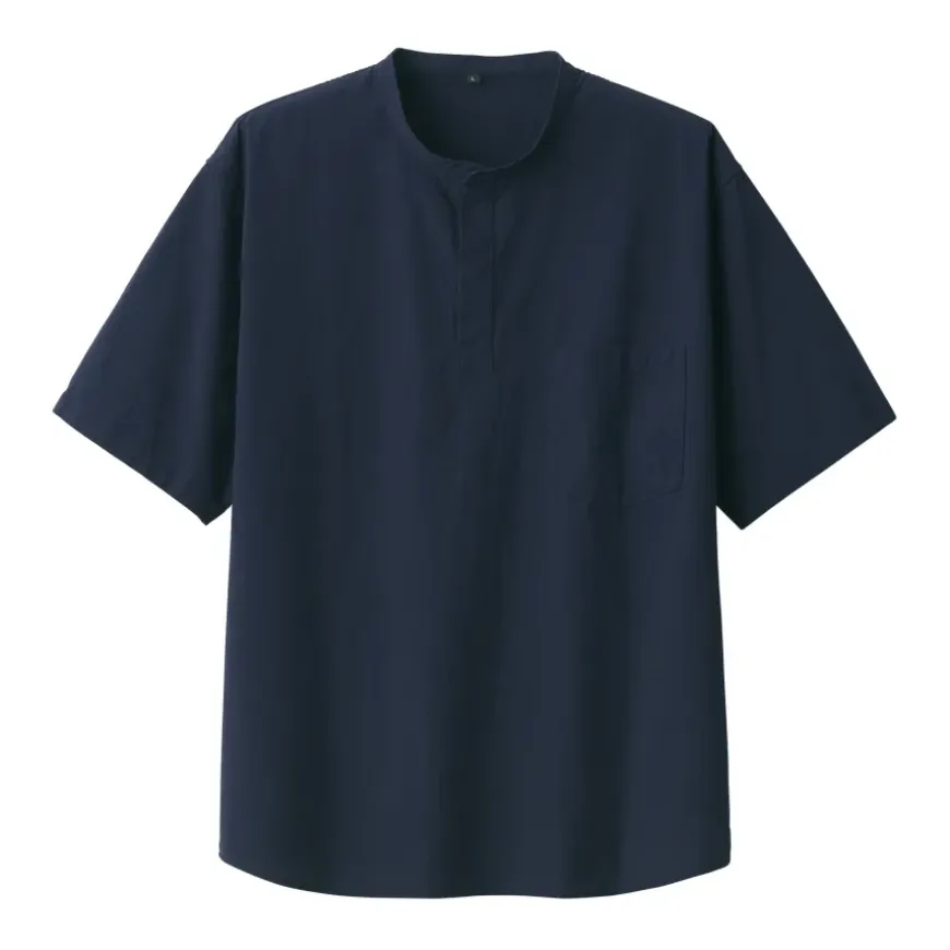 Men's Cool Touch Henley Neck Short Sleeve Woven T-Shirt