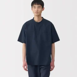 Men's Cool Touch Henley Neck Short Sleeve Woven T-Shirt