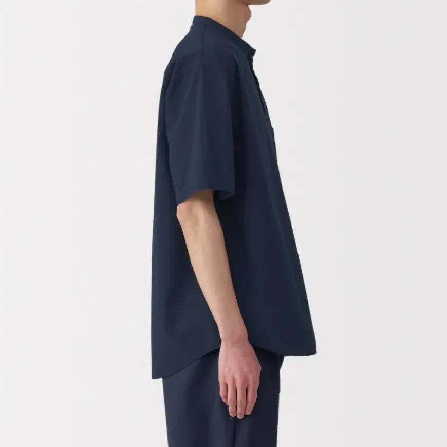 Men's Cool Touch Henley Neck Short Sleeve Woven T-Shirt
