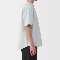 Men's Cool Touch Henley Neck Short Sleeve Woven Striped T-Shirt
