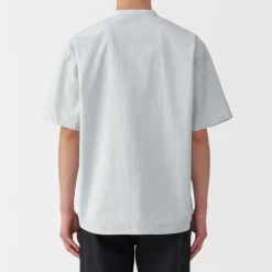 Men's Cool Touch Henley Neck Short Sleeve Woven Striped T-Shirt