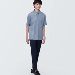 Men's Cool Touch Pique Button Down Short Sleeve Polo Shirt