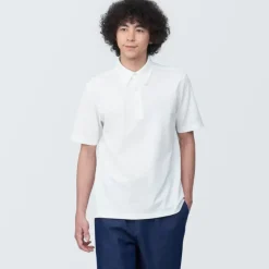 Men's Cool Touch Pique Button Down Short Sleeve Polo Shirt