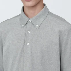 Men's Cool Touch Pique Button Down Short Sleeve Polo Shirt