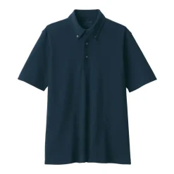 Men's Cool Touch Pique Button Down Short Sleeve Polo Shirt