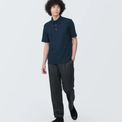 Men's Cool Touch Pique Button Down Short Sleeve Polo Shirt