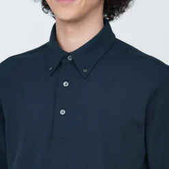 Men's Cool Touch Pique Button Down Short Sleeve Polo Shirt