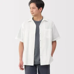 Men's Dobby Open Collar Short Sleeve Shirt