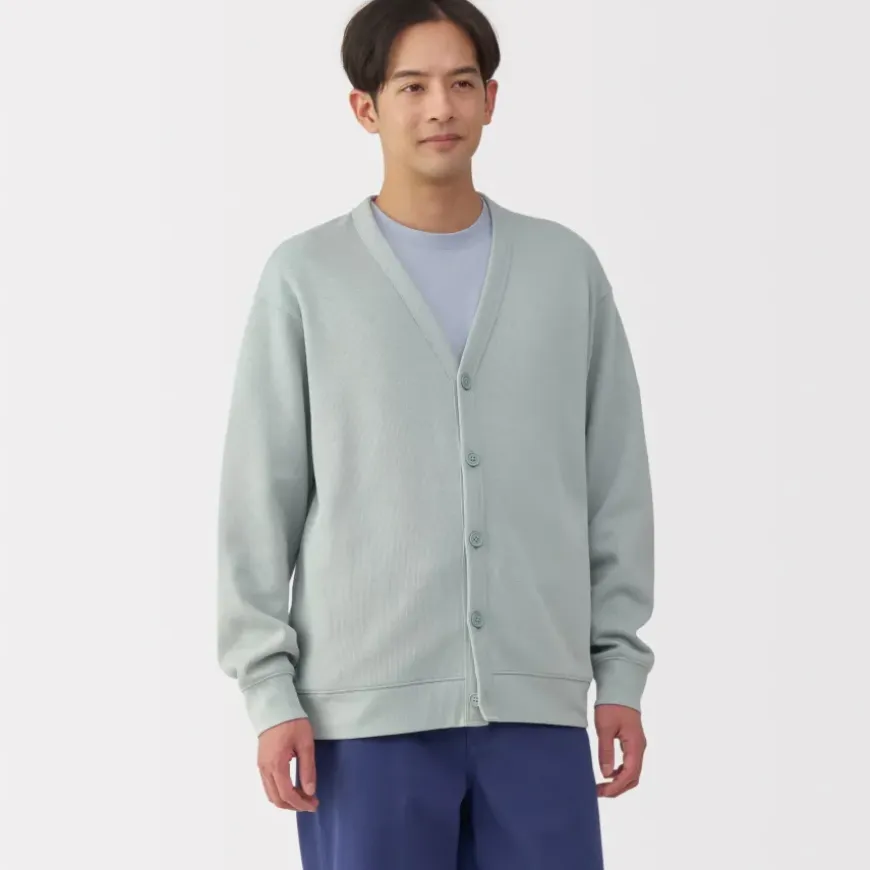 Men's Double Knitted V Neck Cardigan