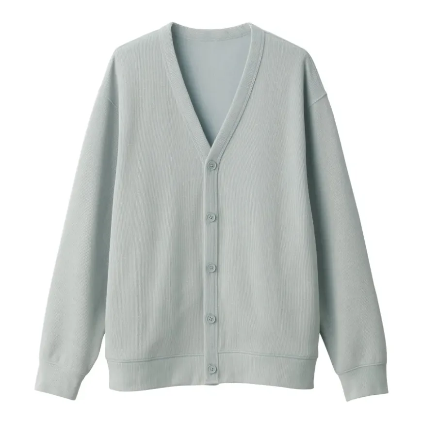 Men's Double Knitted V Neck Cardigan